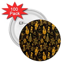 Christmas Gold 2 25  Buttons (100 Pack)  by nateshop