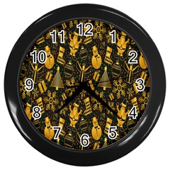 Christmas Gold Wall Clock (black) by nateshop