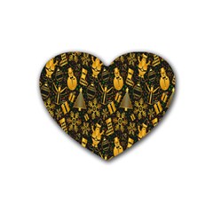 Christmas Gold Rubber Heart Coaster (4 Pack) by nateshop