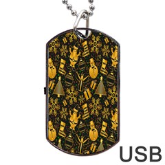 Christmas Gold Dog Tag USB Flash (One Side)