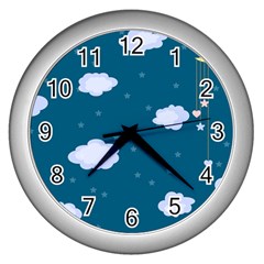 Clouds Wall Clock (silver) by nateshop