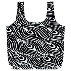 Animal-peacock,white Black Full Print Recycle Bag (xl) by nateshop