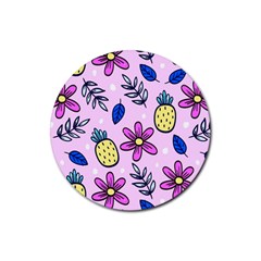 Flowers Purple Rubber Coaster (round) by nateshop