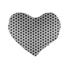 Gray Motif Standard 16  Premium Flano Heart Shape Cushions