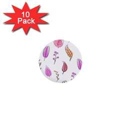 Leaves-pink 1  Mini Buttons (10 Pack)  by nateshop