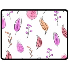 Leaves-pink Fleece Blanket (large)  by nateshop