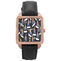 Non-seamless Rose Gold Leather Watch 