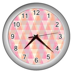 Pattern Triangle Pink Wall Clock (Silver)