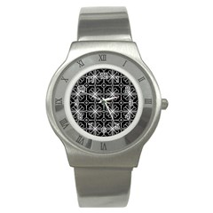 Seamless-pattern Black Stainless Steel Watch