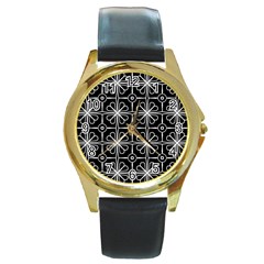 Seamless-pattern Black Round Gold Metal Watch by nateshop