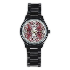 Pink on gold symmetry Stainless Steel Round Watch