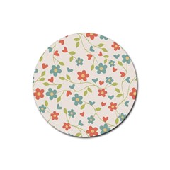  Background Colorful Floral Flowers Rubber Coaster (round) by artworkshop