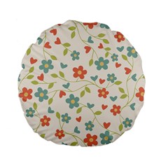  Background Colorful Floral Flowers Standard 15  Premium Flano Round Cushions by artworkshop