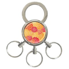 Background Colorful Floral 3-ring Key Chain