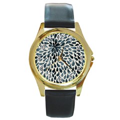 Abstract Flower Petals Round Gold Metal Watch by artworkshop