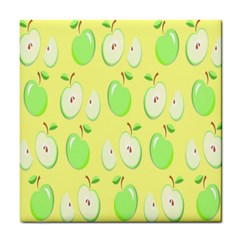 Apple Pattern Green Yellow Tile Coaster by artworkshop