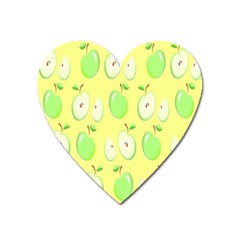Apple Pattern Green Yellow Heart Magnet by artworkshop