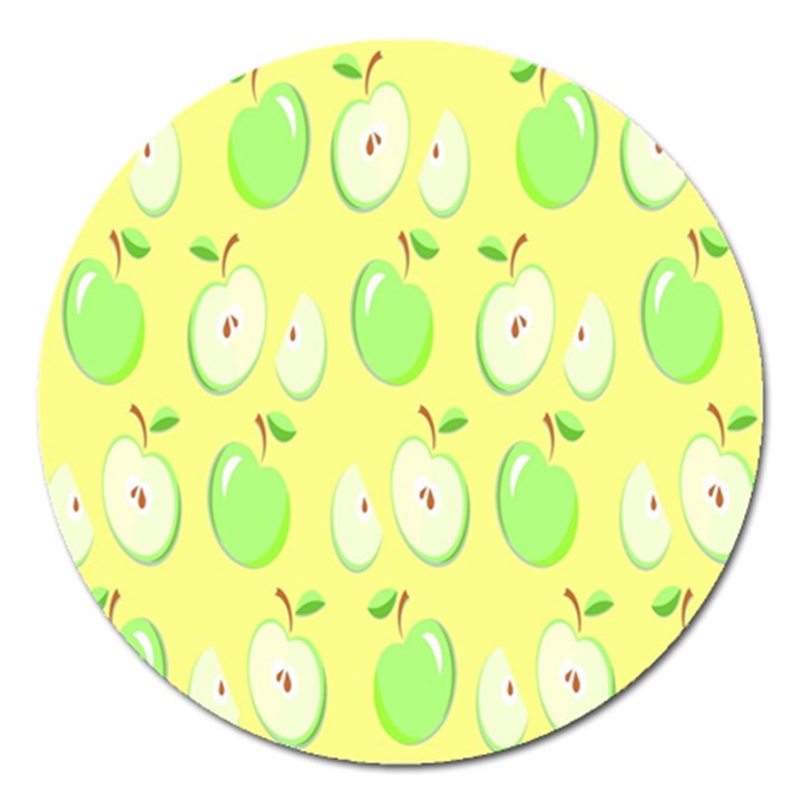 Apple Pattern Green Yellow Magnet 5  (Round)