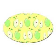 Apple Pattern Green Yellow Oval Magnet by artworkshop
