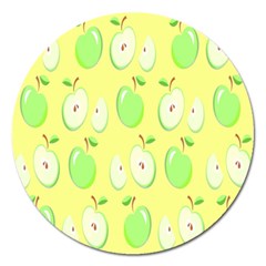 Apple Pattern Green Yellow Magnet 5  (round) by artworkshop