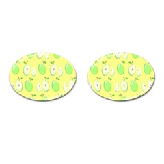 Apple Pattern Green Yellow Cufflinks (oval) by artworkshop