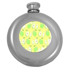 Apple Pattern Green Yellow Round Hip Flask (5 Oz) by artworkshop