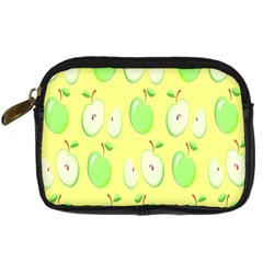 Apple Pattern Green Yellow Digital Camera Leather Case by artworkshop