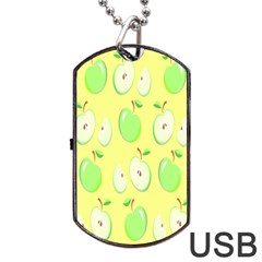 Apple Pattern Green Yellow Dog Tag Usb Flash (one Side) by artworkshop