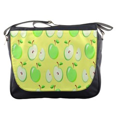 Apple Pattern Green Yellow Messenger Bag by artworkshop