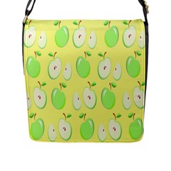 Apple Pattern Green Yellow Flap Closure Messenger Bag (l) by artworkshop