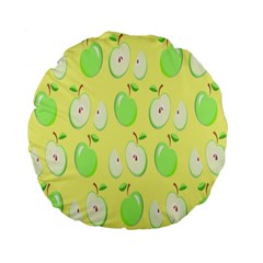 Apple Pattern Green Yellow Standard 15  Premium Flano Round Cushions by artworkshop