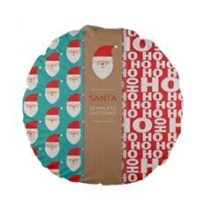  Christmas Claus Continuous Standard 15  Premium Flano Round Cushions by artworkshop