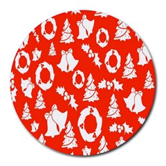 Orange Background Card Christmas  Round Mousepads by artworkshop