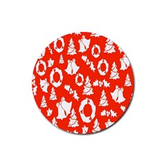 Orange Background Card Christmas  Rubber Coaster (Round)