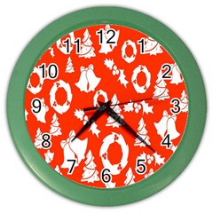 Orange Background Card Christmas  Color Wall Clock by artworkshop