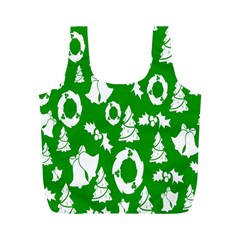 Green  Background Card Christmas  Full Print Recycle Bag (m) by artworkshop