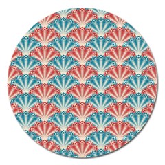 Seamless-patter-peacock Magnet 5  (round) by nateshop