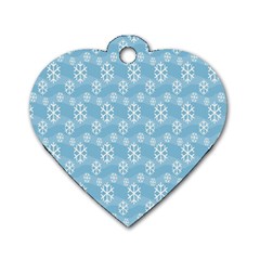 Snowflakes, White Blue Dog Tag Heart (two Sides) by nateshop