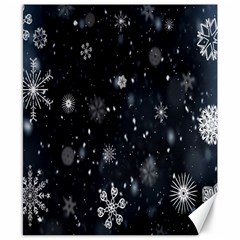 Snowflakes,white,black Canvas 8  X 10 