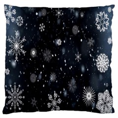 Snowflakes,white,black Large Flano Cushion Case (one Side)