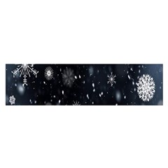 Snowflakes,white,black Oblong Satin Scarf (16  X 60 ) by nateshop