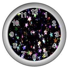 Stars Galaxi Wall Clock (silver) by nateshop