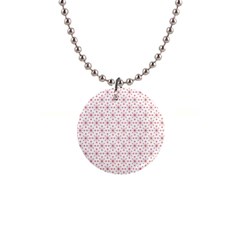 Pattern Christmas Pattern Red Stars 1  Button Necklace by Sapixe