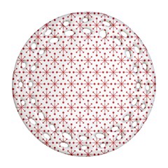 Pattern Christmas Pattern Red Stars Ornament (round Filigree)