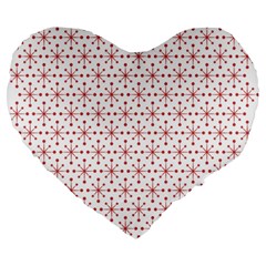 Pattern Christmas Pattern Red Stars Large 19  Premium Flano Heart Shape Cushions