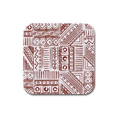 Tribal Pattern Vintage Texture Rubber Square Coaster (4 Pack)