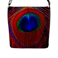 Peacock Plumage Fearher Bird Pattern Flap Closure Messenger Bag (l)