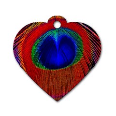 Peacock Plumage Fearher Bird Pattern Dog Tag Heart (two Sides)