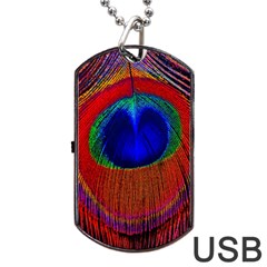 Peacock Plumage Fearher Bird Pattern Dog Tag Usb Flash (two Sides)