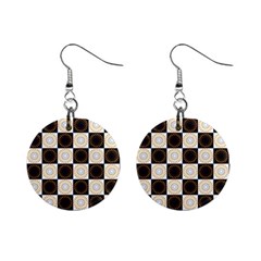 Illustration Checkered Pattern Decoration Mini Button Earrings by Sapixe